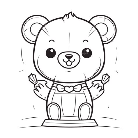 Cute Teddy Bear Coloring Page Outline Sketch Drawing Vector Prize