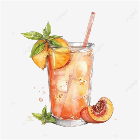 Cute Peach Drink Stationary Sticker Oil Painting Drink Peach Glass