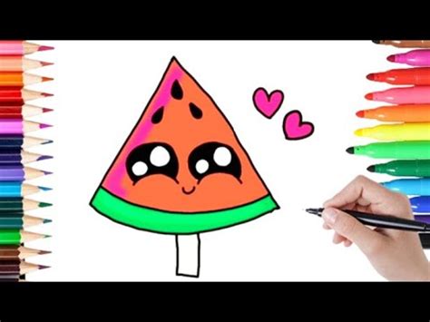 Hoe Teken Je Een Watermeloen Ijsje How To Draw A Cute Watermelon Ice