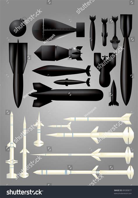 Bomb And Rocket Set Stock Vector Illustration 89589877 : Shutterstock