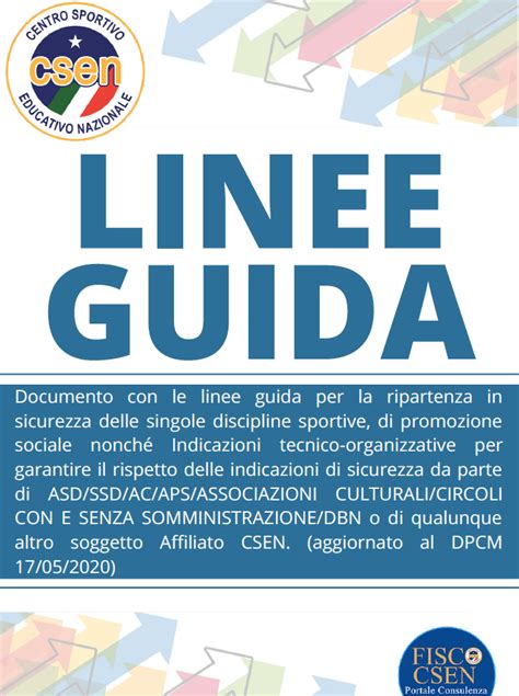 LINEE GUIDA PER LA RIPARTENZA IN SICUREZZA CSEN Sito Ufficiale Di