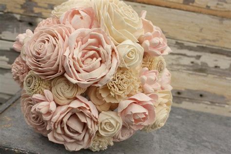 Blush Pink Wedding Bouquet, Sola Flower Bouquet, Pale Pink Sola Wood ...