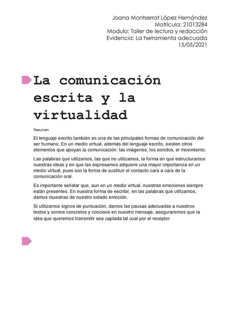 La Comunicaci N Escrita Y La Virtualidad Trabajo Joana