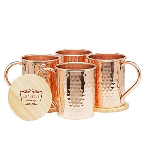 Advanced Mixology Moscow Mule Gift Set 100 Pure Copper Mugs Set Of 4