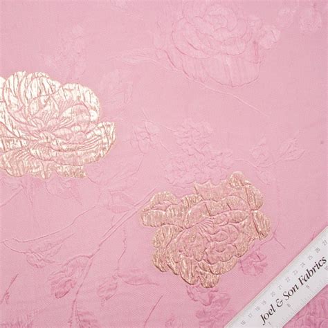 Designer Pink Gold Metallic Floral Silk Jacquard Sold As A 1 20m Piece