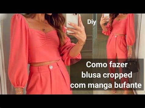 Como Fazer Blusa Cropped Manga Bufante Diy Costura F Cil Passo A