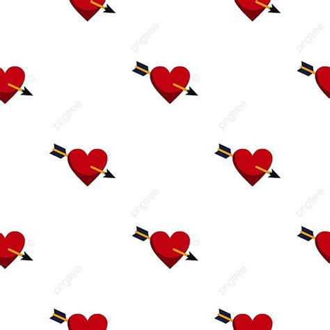 Heart Pierced By Cupid Arrow Pattern Seamless Background In Flat Style