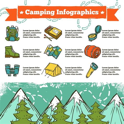 Free Vector Camping Infographics Sketch