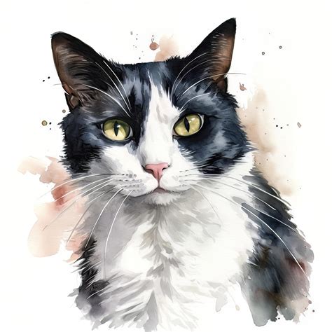 Tuxedo Cat Portrait Watercolor Painting By Frank095 On Deviantart