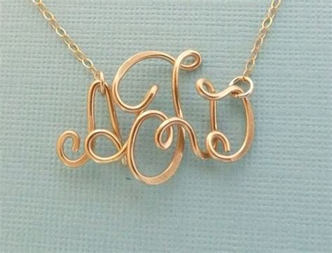 Monogram Necklace 14K Gold Filled by CrystalBlueJewels on Etsy