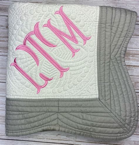 Monogrammed Heirloom Quilt Baby Girl Personalized Baby Blanket