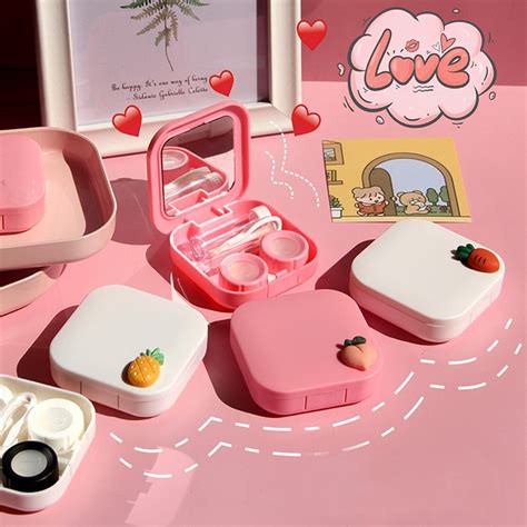 Travel Portable Contact Lens Case With Mirror For Men And Women Cute