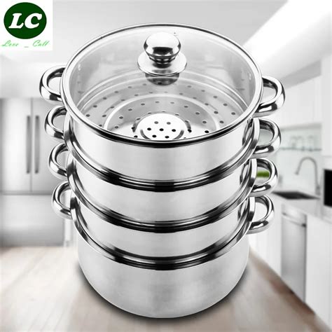 FREE SHIPPING cooking steamer pot 4 LAYER 28CM INOX COOKING stainless steel STEW POT WITH ...