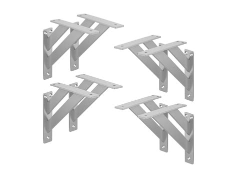 8x Soportes De Estante De Aluminio Plata 180x180mm Para Balda O Repisa