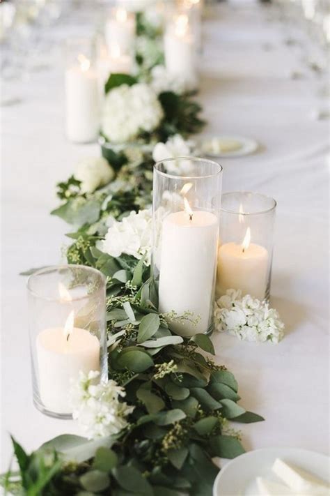 Romantic Wedding Centerpieces With Candles Roses Rings