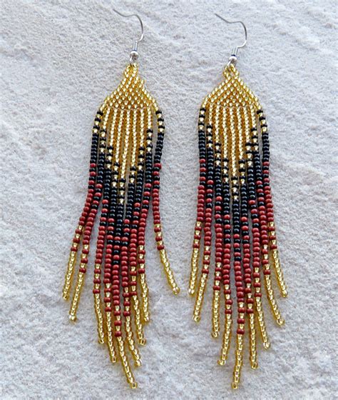 Earrings Ilala African Beaded Earrings Ilala Gold Black Brown