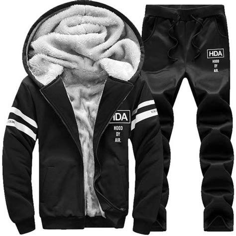 Homme Ensemble Tracksuit Jogging Survêtement Hiver Épais Pantalon De