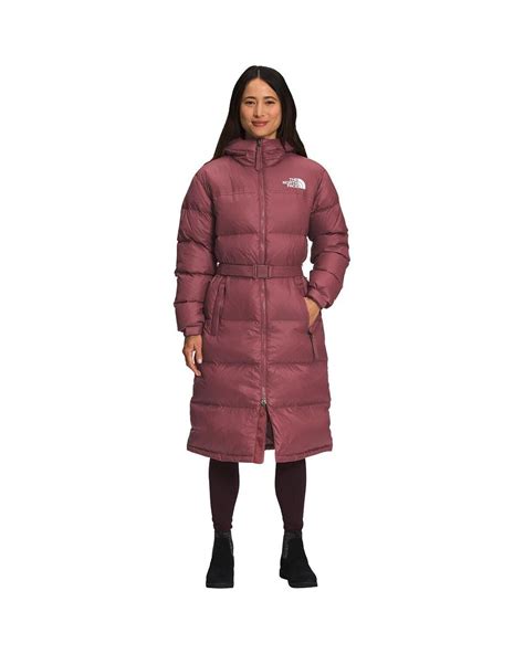 The North Face Nuptse Belted Long Parka In Red Lyst