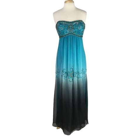 Sue Wong Dresses Sue Wong Nocturne Maxi Dress Sz Ombre Turquoise