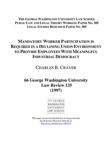 Pdf Mandatory Worker Participation Is Required In A Declining Union