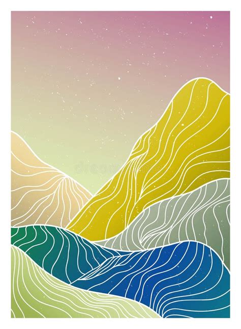 Abstract Mountain Contemporary Aesthetic Backgrounds Landscapes Stock