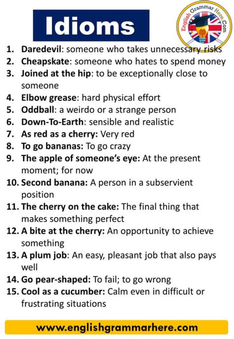 10 Idioms And Their Meanings With Sentences English Grammar Here