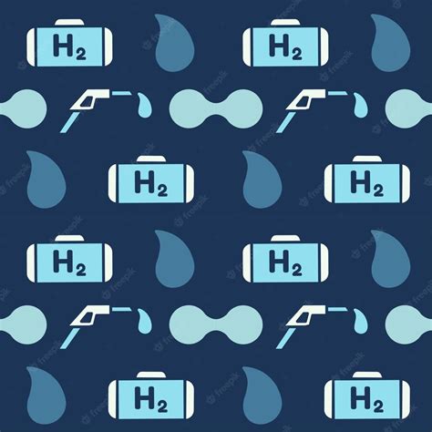 Premium Vector Hydrogen Energy Seamless Pattern H2 Water Electricity Background Template Blue