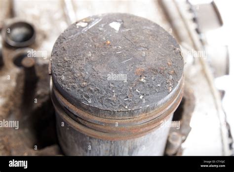 Close Up Of Old Dirty Engine Piston Stock Photo Alamy