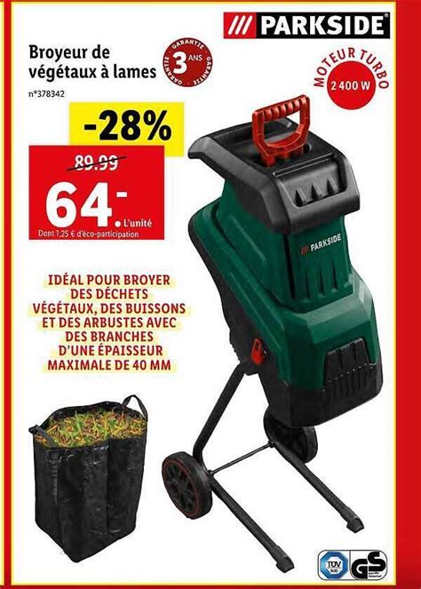 Promo Broyeur de végétaux à lames parkside chez Lidl