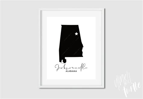 Jacksonville Alabama Art Map Printable AL Wall Art - Etsy