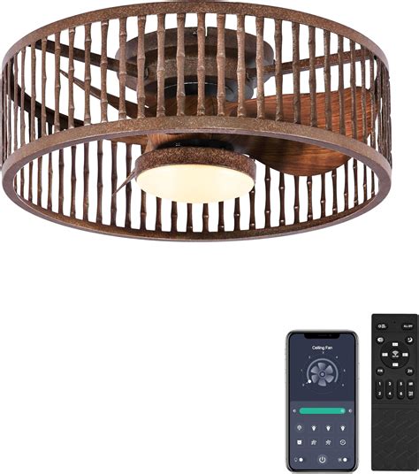 NORFOLK Ceiling Fans With Lights 20 Low Profile Caged Lighting With