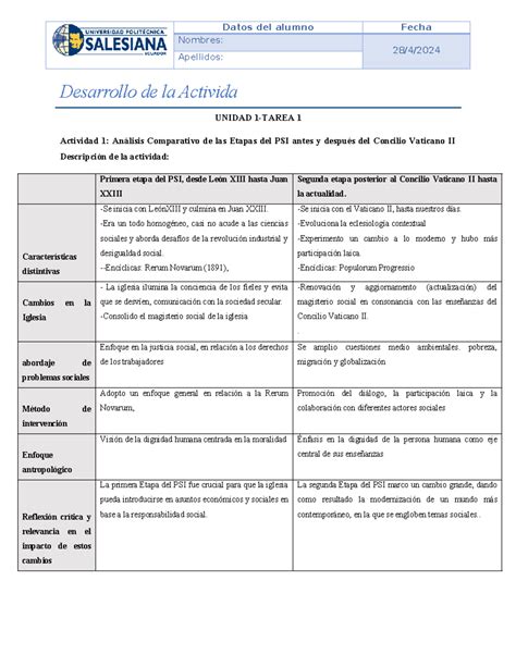 Psi Taraea Tarea Uno De La Unidad Datos Del Alumno Fecha Nombres