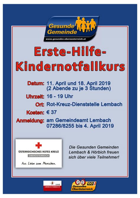 Erste Hilfe Kindernotfallkurs Und Faszientraining Lembach Online