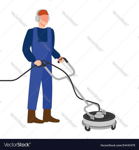 Man With Pressure Washer Surface Cleaner Vector Image