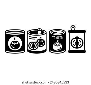 Canned Tomato Food Icons Symbol Vector Stock Vector Royalty Free