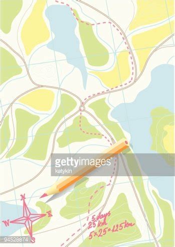 Map With A Tourist Route. Stock Clipart | Royalty-Free | FreeImages