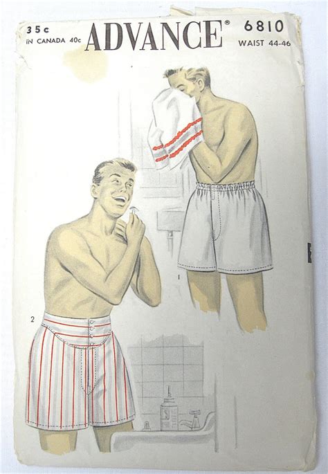 Vintage Pattern Mens Boxer Shorts Underwear Advance 6810 1950s 50s 1950s Mens Boxer Shorts