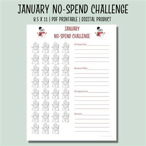 No Spend Challenge Printable