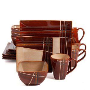 Gibson Elite Society Piece Dinnerware Set Brown Square Dinnerware