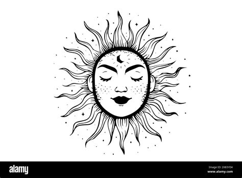Vintage Sun Emblem Mystical Celestial Design With Esoteric Symbolism