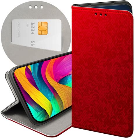 ETUI Z KLAPKĄ DO XIAOMI REDMI NOTE 12 PRO 5G WZORY CZERWONE SERCA RÓŻE