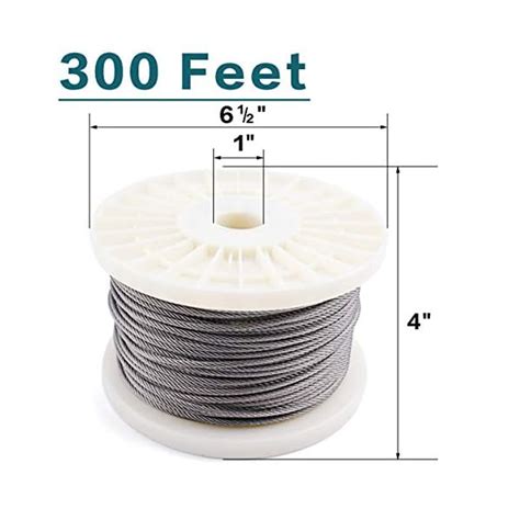 Muzata 300ft 1 8 Wire Rope T316 Stainless Steel Marine Grade For 1 8