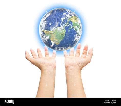 earth in hands on a white background. Elements of this image furnished ...