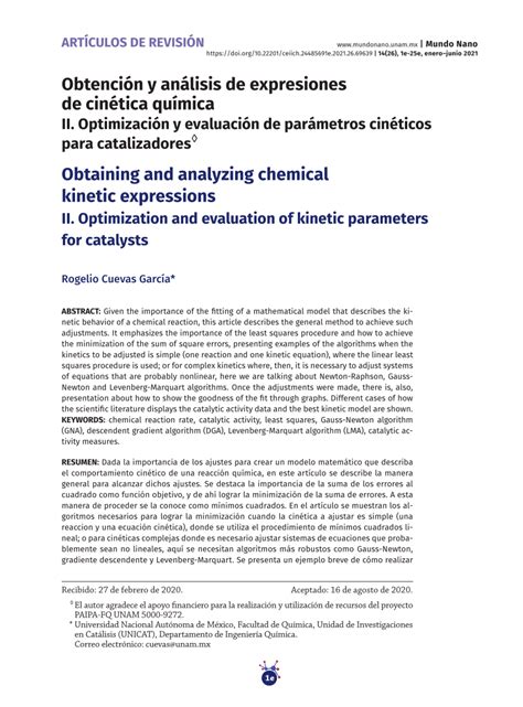 PDF Obtención y análisis de expresiones de cinética química II