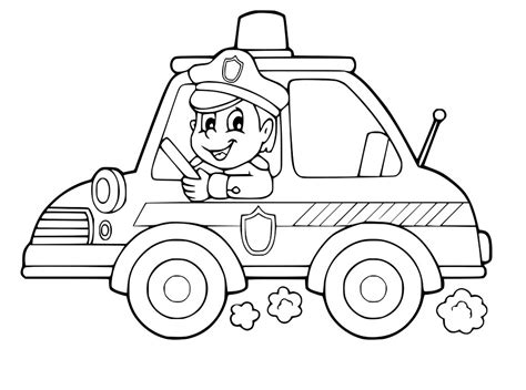 Junge Im Polizeiauto Zum Ausmalen Kostenlos Malvorlagen Und