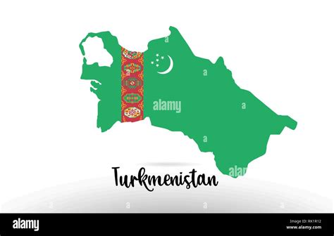 Turkmenistan Country Flag Inside Country Border Map Design Suitable For