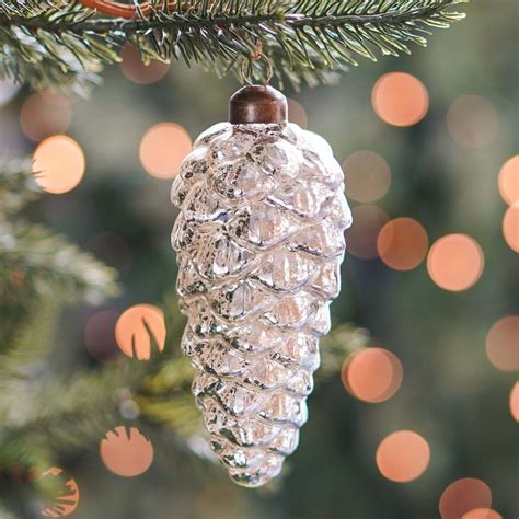 Christbaumschmuck Glas Tannenzapfen Silber It S All About Christmas