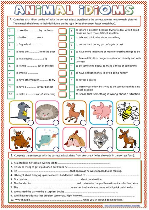 Idiom ESL Worksheet By Zhanel Worksheets Library