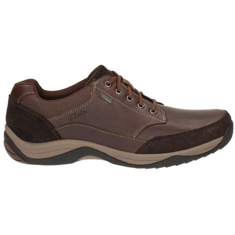 Clarks Mens BaystoneGo GTX Mahogany Leather Waterproof Casual Shoes