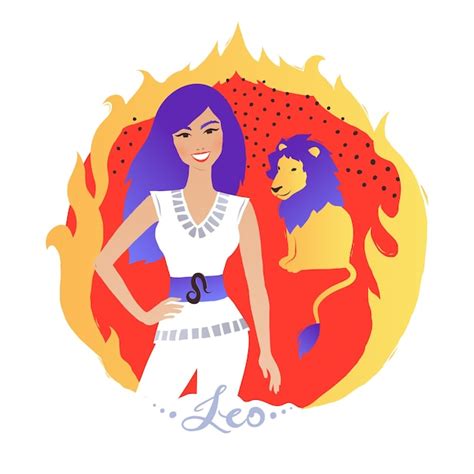 Ilustración Del Signo Del Zodiaco Leo Vector Premium